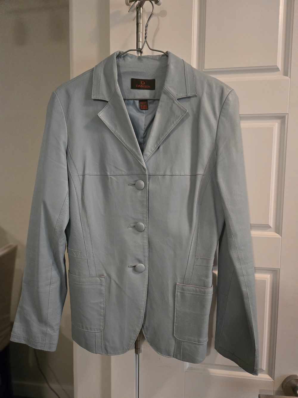 Danier Light Blue Leather Blazer Jacket